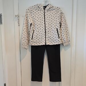 Mayoral Cream Polka Dot Jacket & Pant Set with Black Details